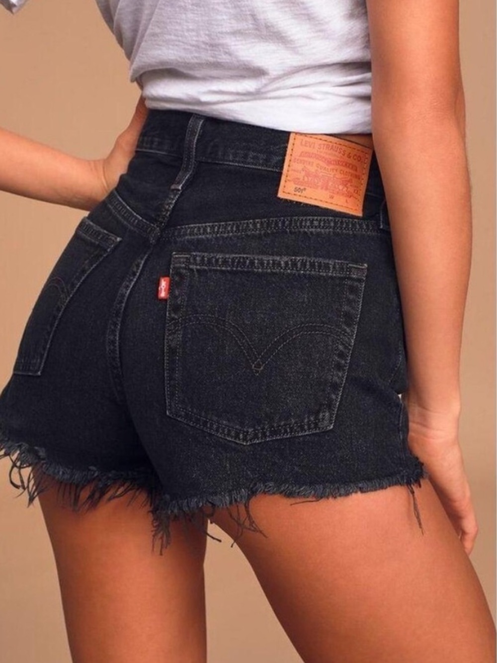 NWT Levi’s 501 High Rise Distressed Black Denim Shorts